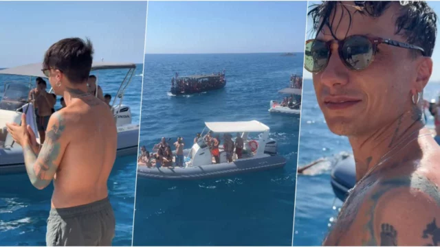 Ultimo, i fan lo accerchiano mentre è in barca e improvvisano un concerto a mare aperto (VIDEO)