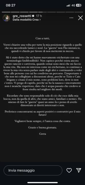 La reazione di Greta Rossetti