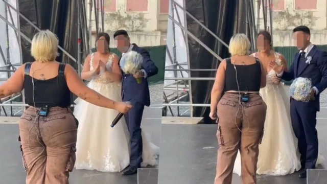 BigMama sale sul palco per le prove e trova una coppia di sposi