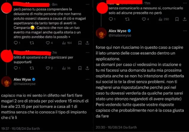 Il botta e risposta tra Alex Wyse e i fan