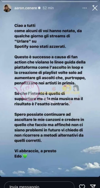 La storia Instagram di Aaron di Amici