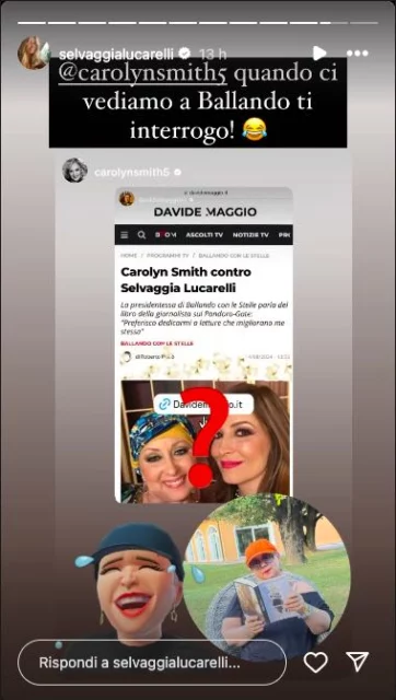 La storia Instagram di Selvaggia Lucarelli al post di Carolyn Smith