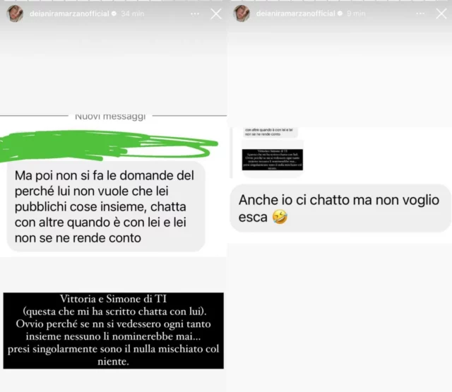 Le storie Instagram di Deianira Marzano sul tentatore di Temptation Island