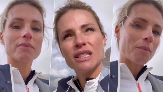 Michelle Hunziker in lacrime dopo aver scalato una montagna