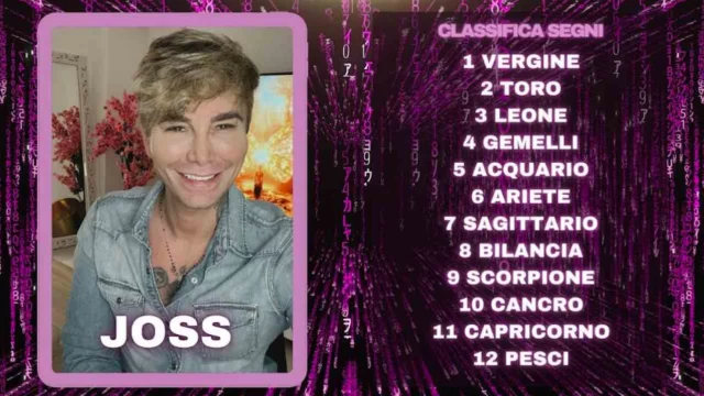 Oroscopo di Joss dal 26 agosto al 1 settembre: classifica settimana