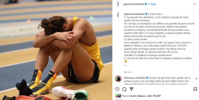 Lo sfogo di Gianmarco Tamberi il giorno della finale