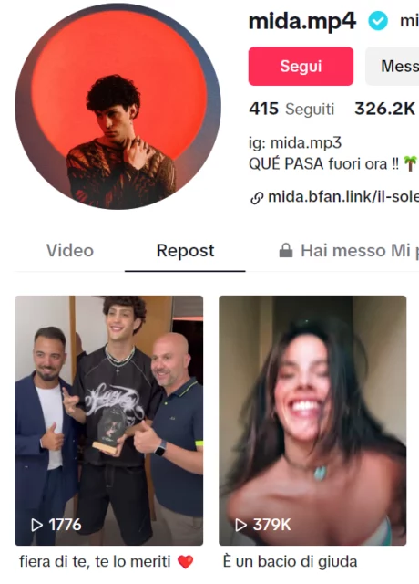 Mida ripubblica su TikTok il video di Gaia