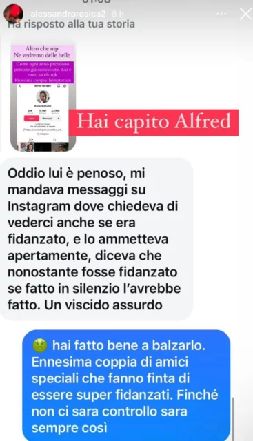 La segnalazione su Alfred di Temptation Island