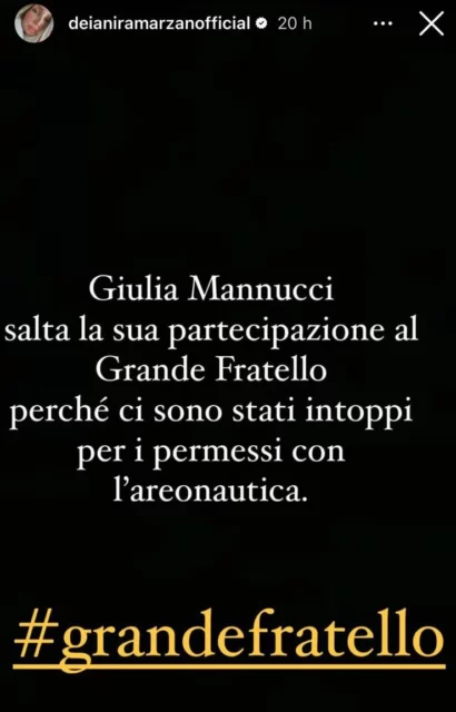 Storia Instagram di Deianira Marzano su Giulia Mannucci al Grande Fratello