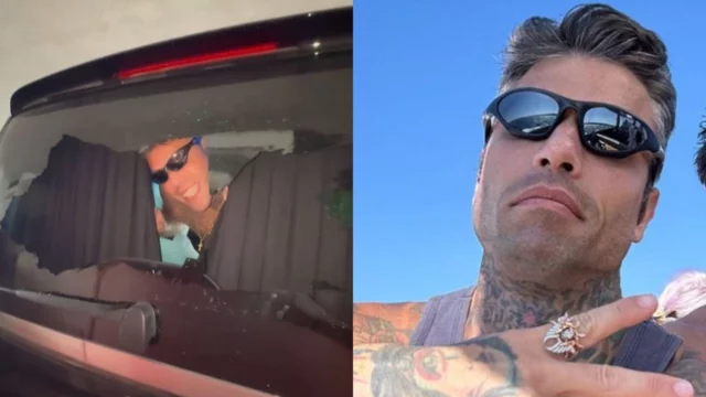 fedez rompe vetro posteriore macchina foto