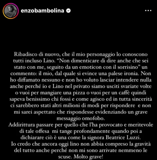 Lo sfogo di Enzo Bambolina