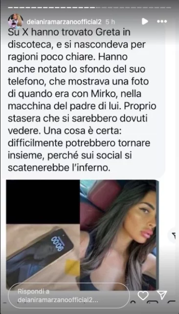 La storia sullo sfondo del cellulare di Greta Rossetti