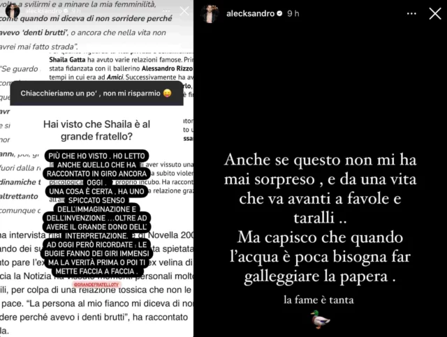 Le storie Instagram dell'ex di Shaila Gatta