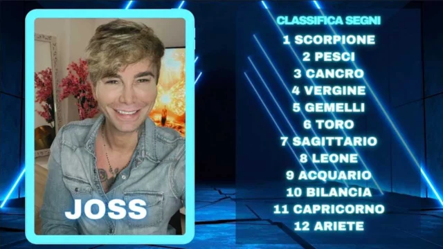 Oroscopo di Joss dal 29 al 29 settembre: classifica della settimana