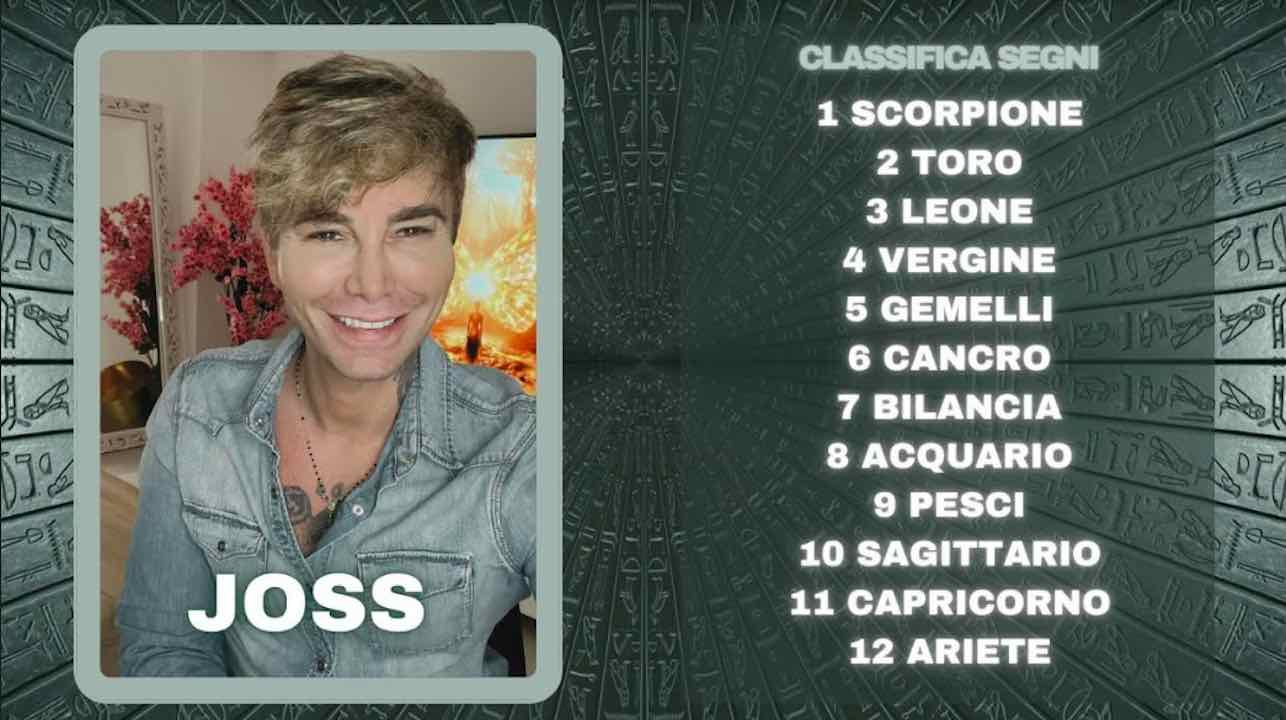 Oroscopo di Joss dal 9 al 15 settembre: classifica della settimana