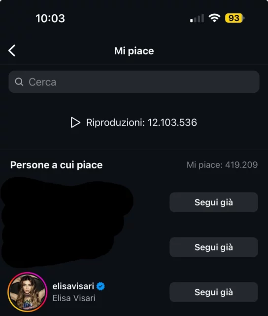 Il 'mi piace' di Elisa Visari al dissing di Fedez