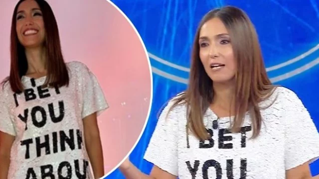 Caterina Balivo, abito con una frase a La volta buona! Il significato