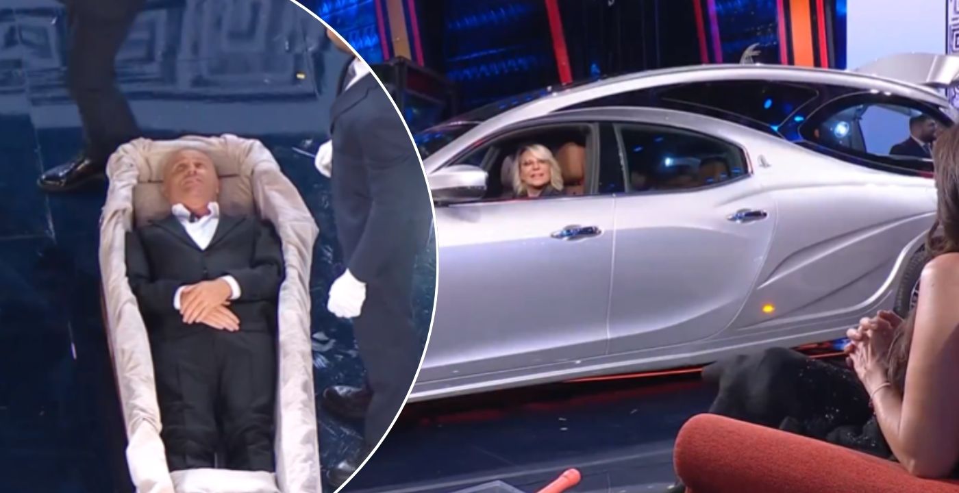 Tu si que vales, Maria De Filippi guida un carro funebre in studio e Rudy Zerbi finisce in una bara (VIDEO)