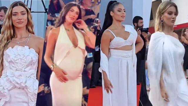 Venezia 81, le influencer sfilano sul red carpet in bianco