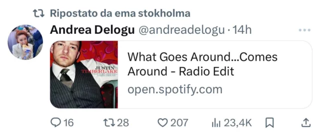 Il repost di Ema Stokholma al post di Andrea Delogu