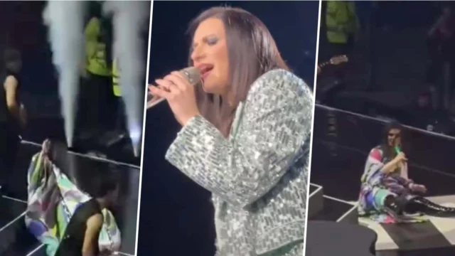 Laura Pausini cade dalle scale durante il concerto (VIDEO)