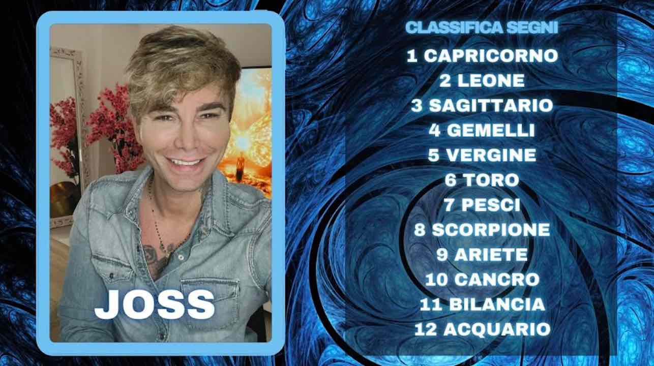 Oroscopo di Joss dal 18 al 24 novembre: classifica settimana