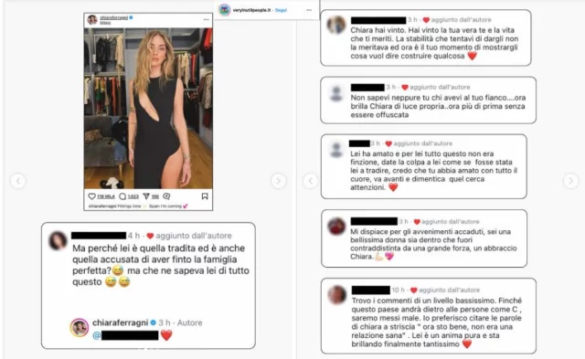 Commenti e like di Chiara Ferragni su X