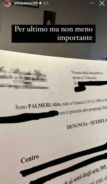 Storia Instagram Aldo Palmeri