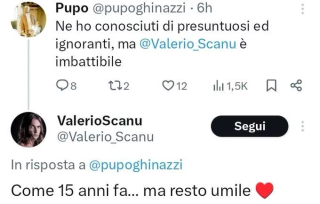 Lo scambio di risposte tra Pupo e Valerio Scanu