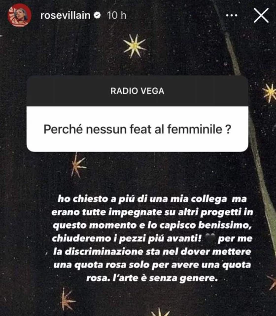 La storia Instagram di Rose Villain