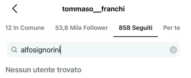 L'unfollow di Tommaso Franchi ad Alfonso Signorini